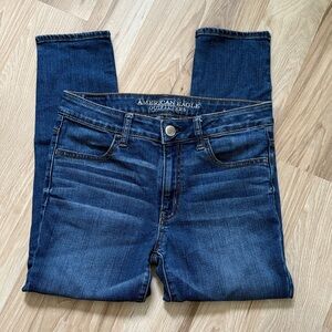 AE Women's Dark Blue Hi-Rise Jegging Crop Super Stretch